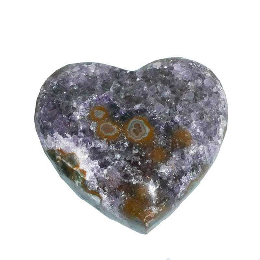 Amethystdrusen Herz 6 - Mit grünem Kristallrasen aus Uruguay - Kehuna Stones and Senses