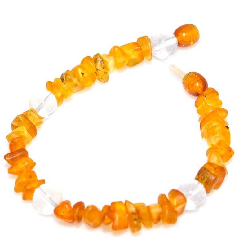 Bernstein Zeckenhalsband mit Bergkristall - Kehuna Stones and Senses