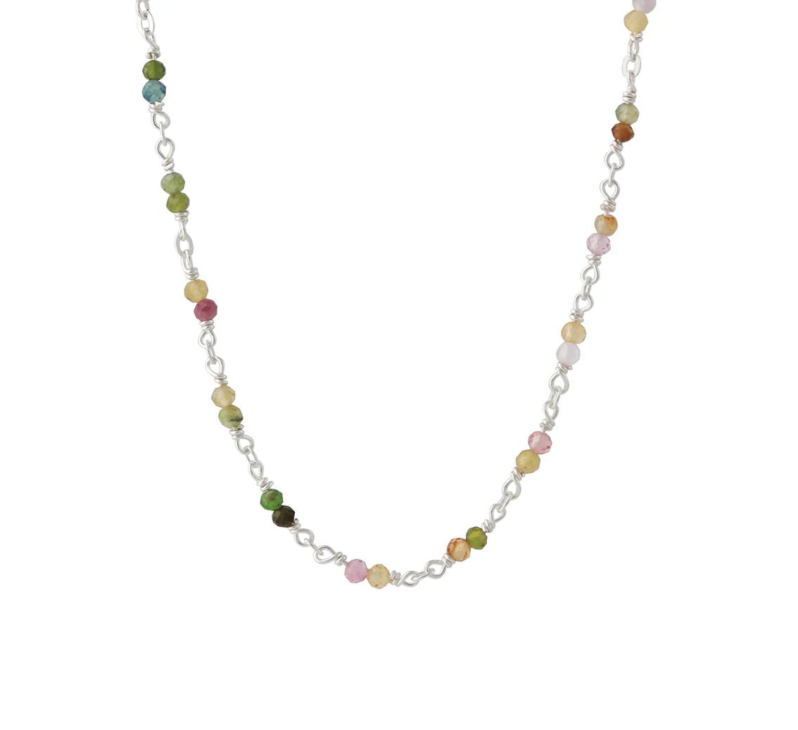 Turmalin Collier Silber - Grün Rot Blau 2,5mm - 40+5cm - Kehuna Stones and Senses