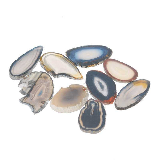Achatscheiben klein im Set mit 10 Stück - Naturbelassene Edelsteine aus Brasilien - Kehuna Stones and Senses