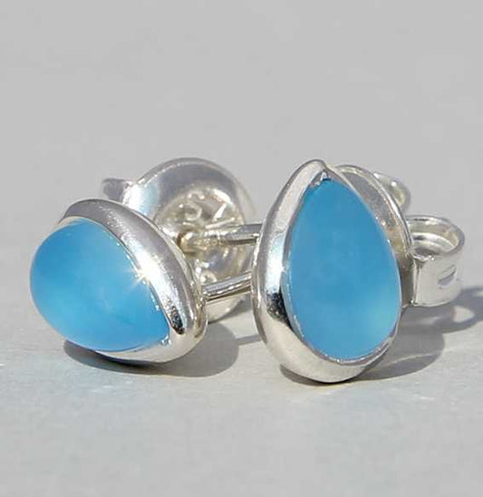 Silberohrstecker mit Chalcedon 7x4 mm - Kehuna Stones and Senses