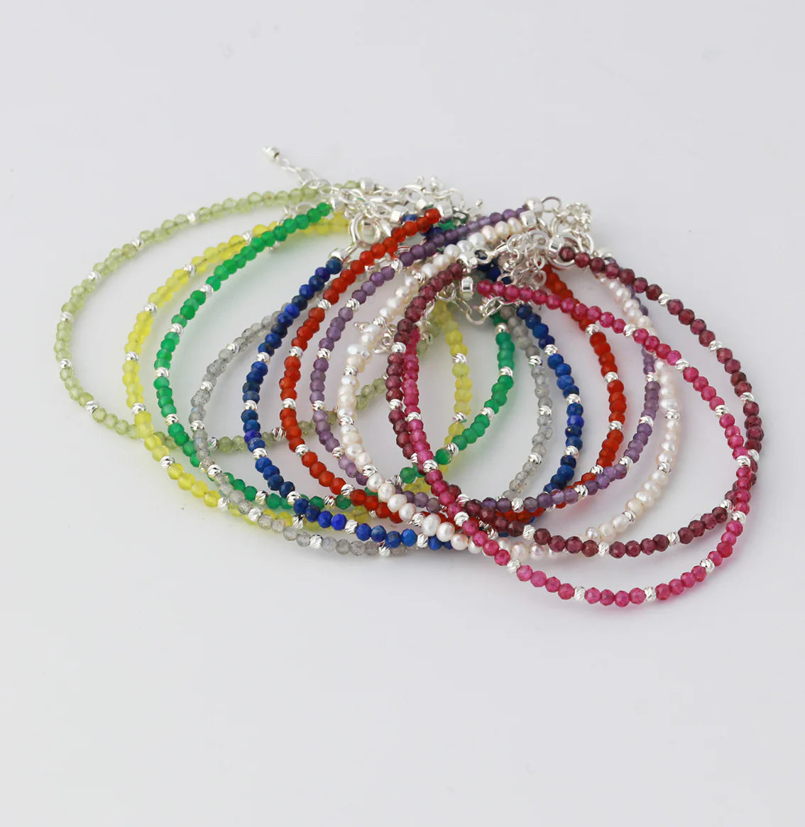 Silberarmband mit Onyx rot 2,25-2,5mm, 16+3cm