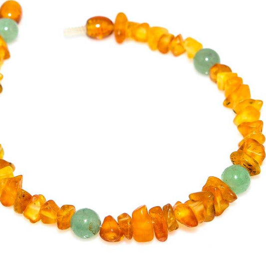 Bernstein Zeckenhalsband mit Aventurin - Kehuna Stones and Senses