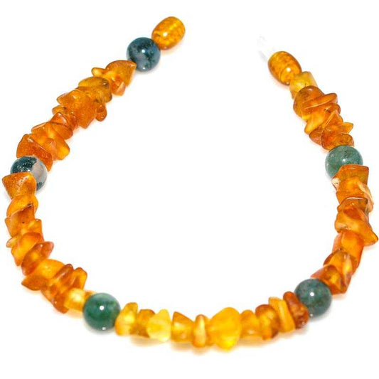 Bernstein Zeckenhalsband mit Moosachat - Kehuna Stones and Senses