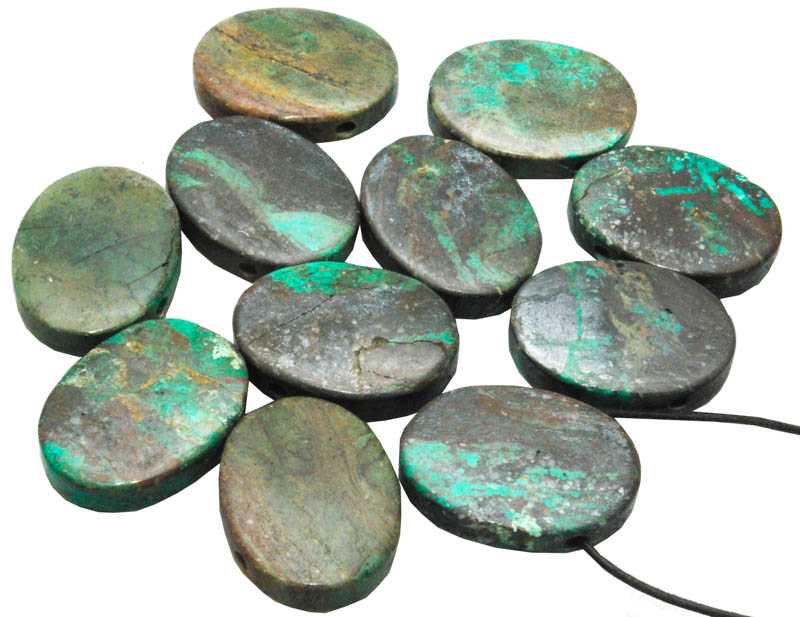 Chrysokoll Stein Anhänger 4x3 cm gebohrt - Kehuna Stones and Senses