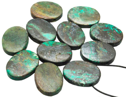 Chrysokoll Stein Anhänger 4x3 cm gebohrt - Kehuna Stones and Senses