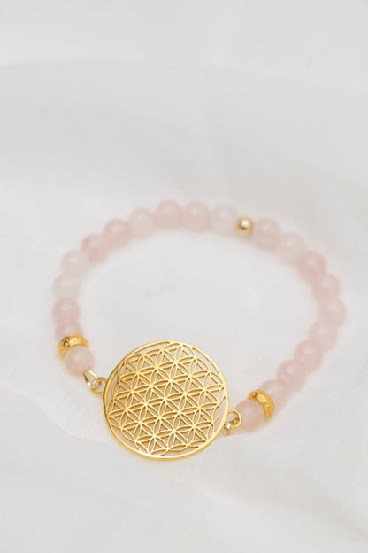 Flower Of Life Bracelet - Rose Quartz - Kehuna Stones and Senses