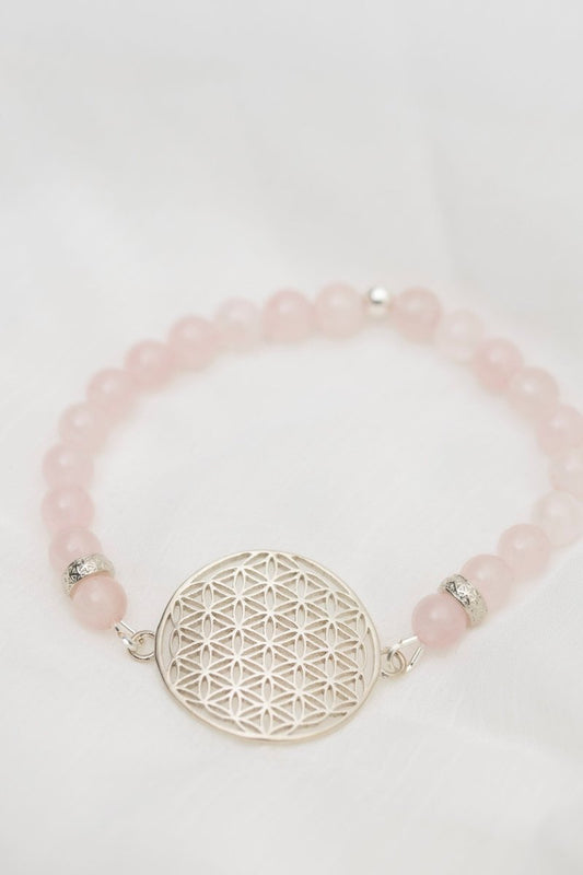 Flower Of Life Bracelet - Rose Quartz - Kehuna Stones and Senses