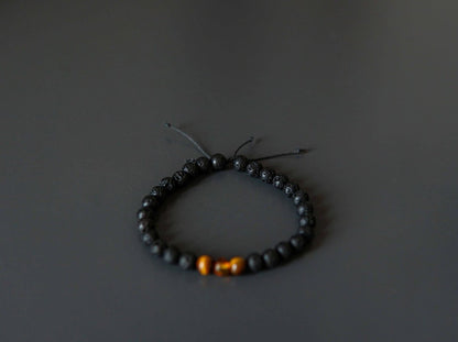 Lava Stone Bracelet with Amber and Tiger Eye - Kehuna Stones and Senses