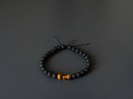 Lava Stone Bracelet with Amber and Tiger Eye - Kehuna Stones and Senses