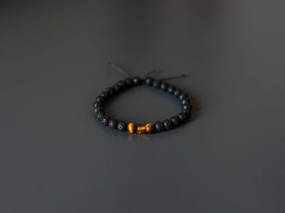 Lava Stone Bracelet with Amber and Tiger Eye - Kehuna Stones and Senses