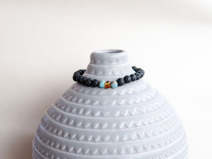 Lava Stone Armband mit Bernstein und Türkis - Kehuna Stones and Senses