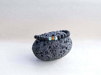 Lava Stone Armband mit Bernstein und Türkis - Kehuna Stones and Senses