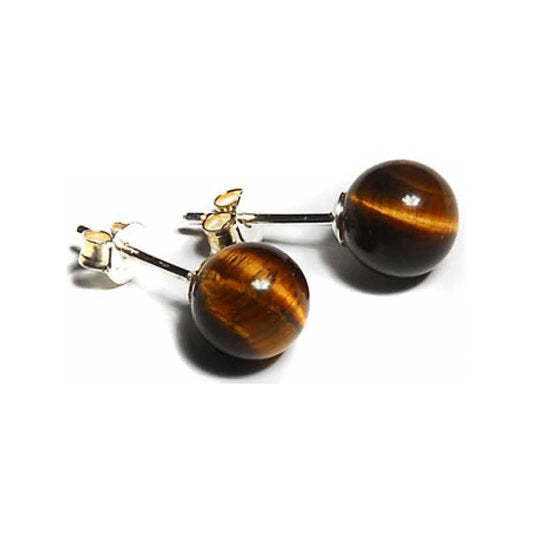 Ohrstecker Tigerauge Silber 8mm - Kehuna Stones and Senses