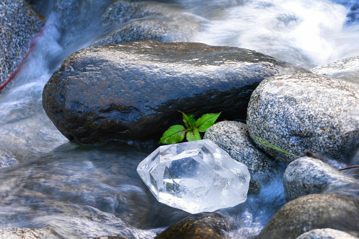 Round stones mit Bergkristall