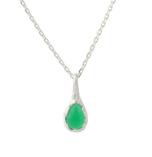 Silbercollier mit 4x6mm Onyx grün - 40+5cm - Kehuna Stones and Senses