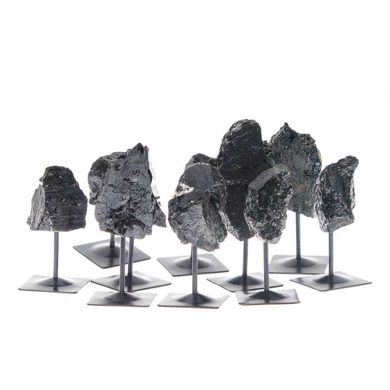 Turmalin schwarz Schörl auf Metallständer - Kehuna Stones and Senses