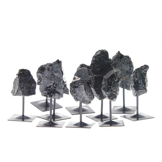 Turmalin schwarz Schörl auf Metallständer - Kehuna Stones and Senses