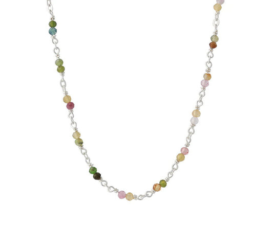 Turmalin Collier Silber - Grün Rot Blau 2,5mm - 40+5cm - Kehuna Stones and Senses