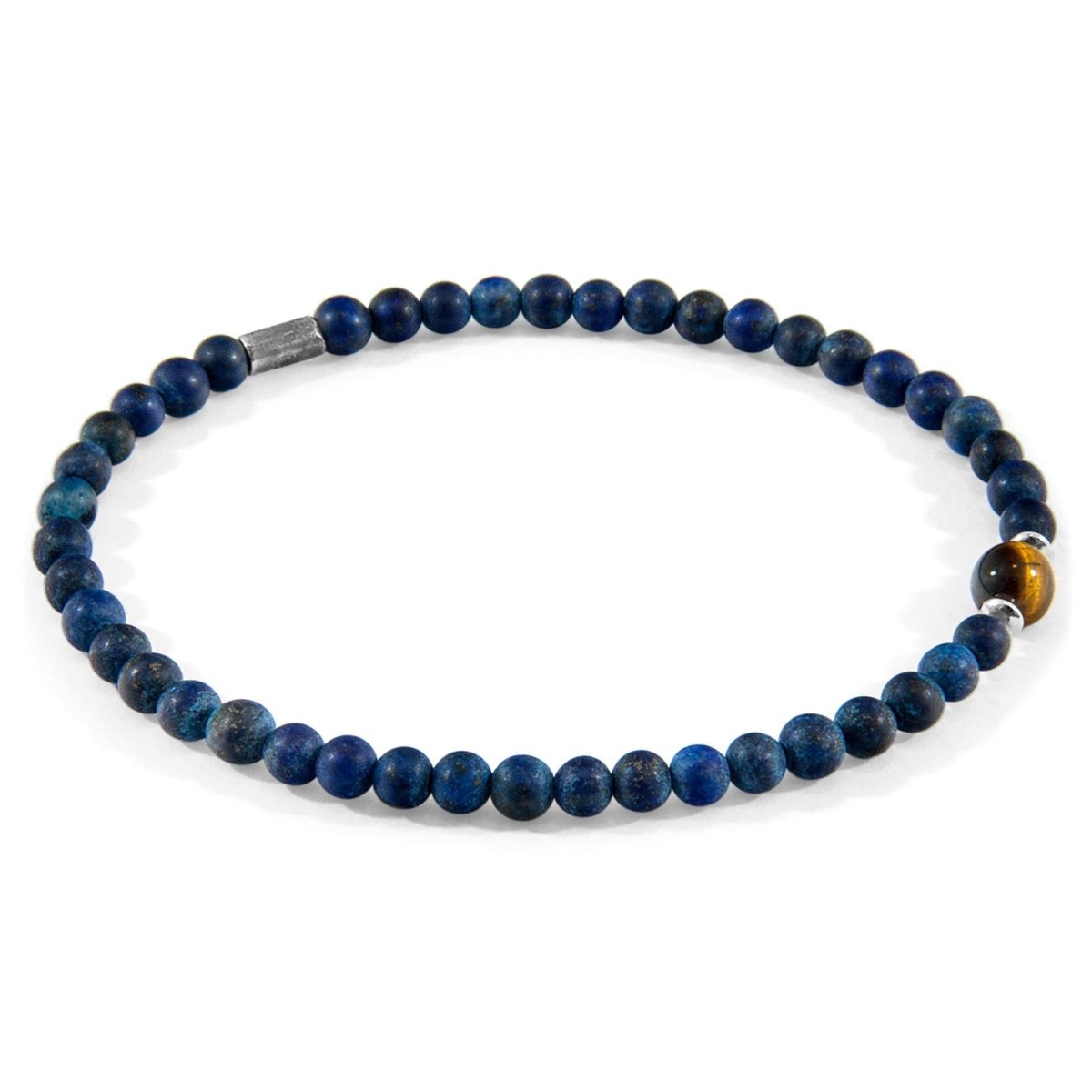 Walter Silver and Stone SKINNY Bracelet - Blue Sodalite and Brown Tigers Eye - Kehuna Stones and Senses