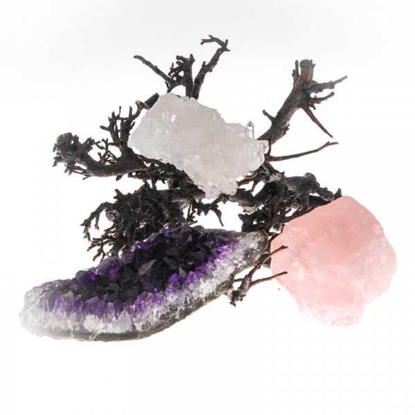 Amethyst, Bergkristall, Rosenquarz