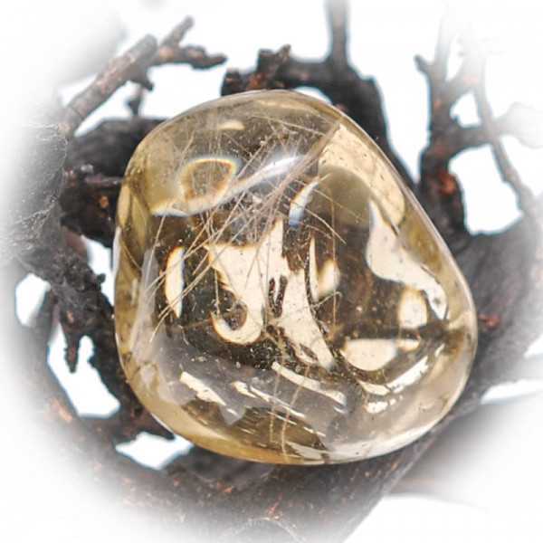 Rutilquarz - Bergkristall mit goldfarbenen Rutilen 3 cm