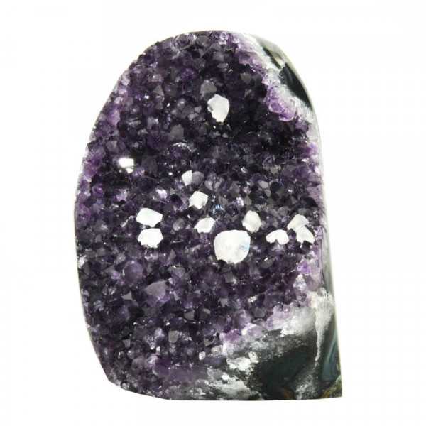 Amethyst - Uruguay 11 cm hoch mit Calcit-Kristallen