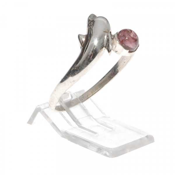 Granat Ring Silber mit Delphin Motiv 